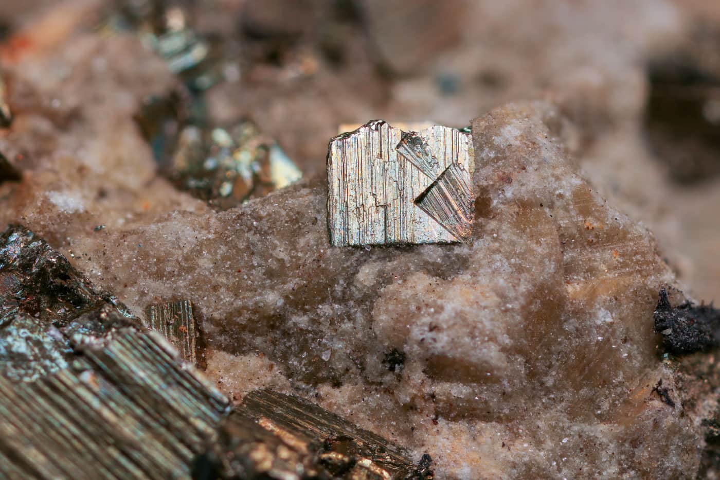 Close crop of mineral scale built up on a metal surface